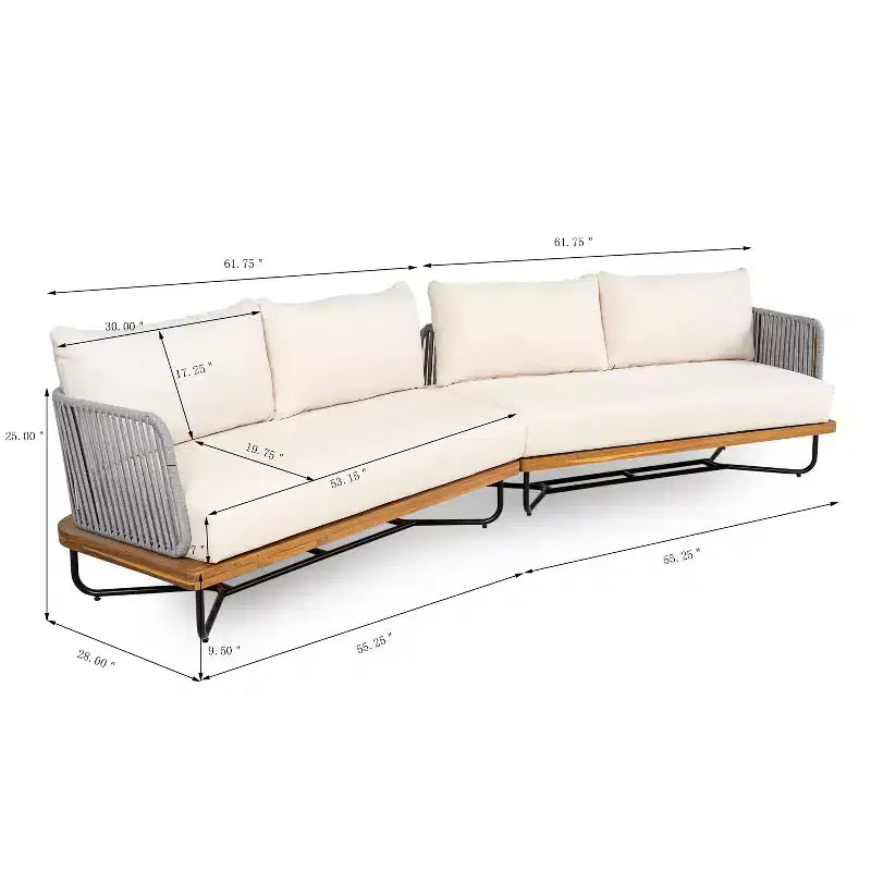 Christopher Knight Home Raphael Ensemble de canapés modulables d'extérieur 4 pièces en corde et acacia (table non incluse)