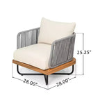 Christopher Knight Home Raphael Ensemble de canapés modulables d'extérieur 4 pièces en corde et acacia (table non incluse)