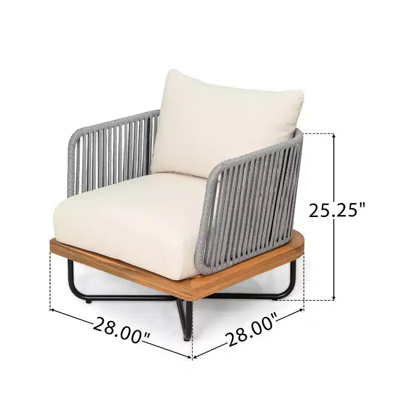 Christopher Knight Home Raphael Ensemble de canapés modulables d'extérieur 4 pièces en corde et acacia (table non incluse)
