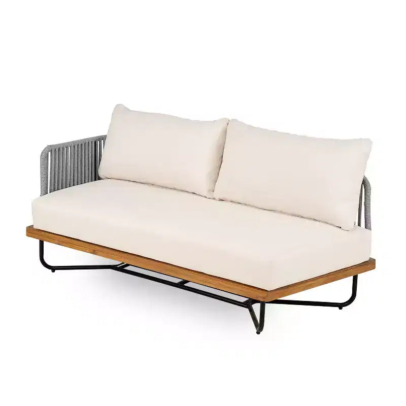 Christopher Knight Home Raphael Ensemble de canapés modulables d'extérieur 4 pièces en corde et acacia (table non incluse)