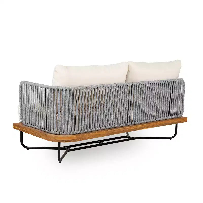 Christopher Knight Home Raphael Ensemble de canapés modulables d'extérieur 4 pièces en corde et acacia (table non incluse)