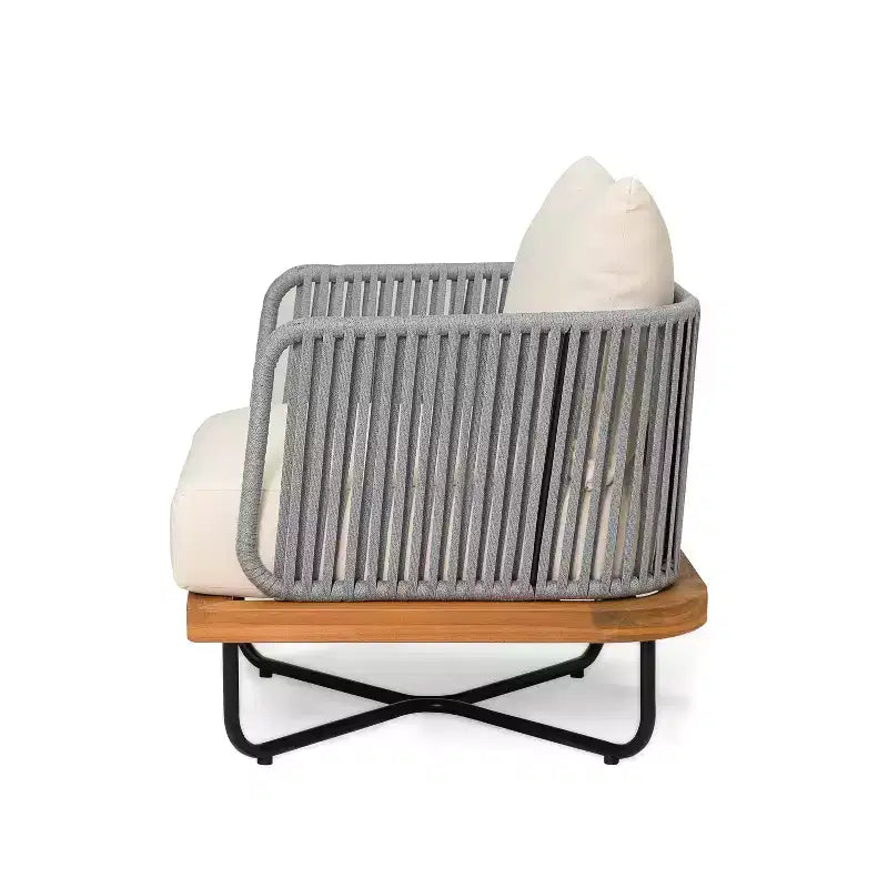 Christopher Knight Home Raphael Ensemble de canapés modulables d'extérieur 4 pièces en corde et acacia (table non incluse)
