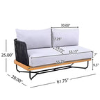 Christopher Knight Home Raphael Ensemble de canapés modulables d'extérieur 4 pièces en corde et acacia (table non incluse)