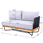 Christopher Knight Home Raphael Ensemble de canapés modulables d'extérieur 4 pièces en corde et acacia (table non incluse)