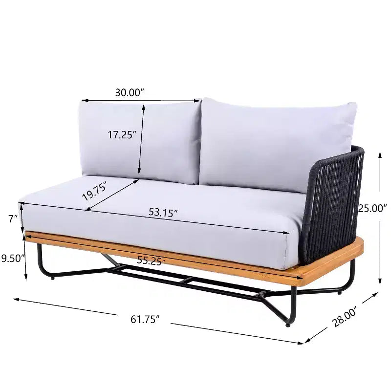 Christopher Knight Home Raphael Ensemble de canapés modulables d'extérieur 4 pièces en corde et acacia (table non incluse)