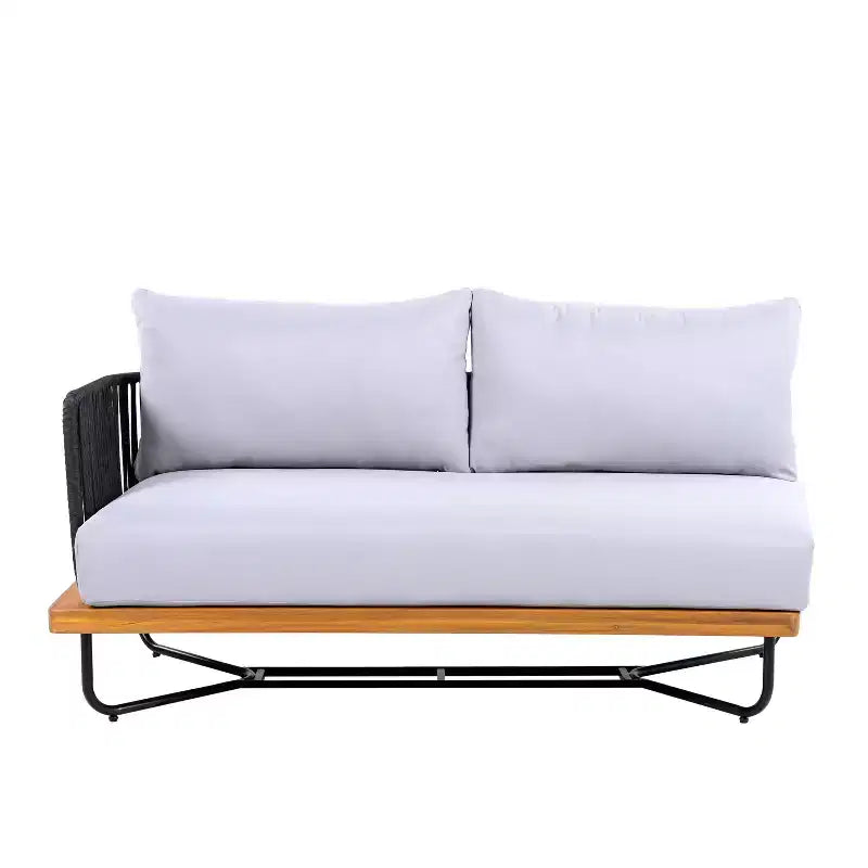 Christopher Knight Home Raphael Ensemble de canapés modulables d'extérieur 4 pièces en corde et acacia (table non incluse)