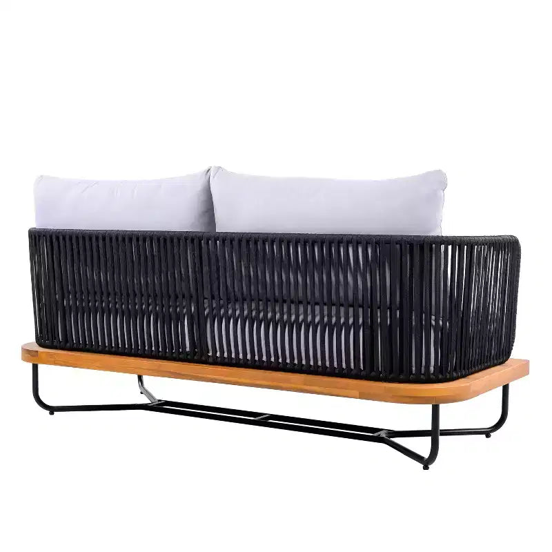 Christopher Knight Home Raphael Ensemble de canapés modulables d'extérieur 4 pièces en corde et acacia (table non incluse)