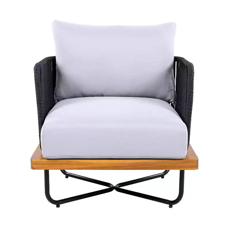 Christopher Knight Home Raphael Ensemble de canapés modulables d'extérieur 4 pièces en corde et acacia (table non incluse)