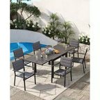 Lot de 4 chaises de patio empilables - Chaises de salle à manger empilables d'extérieur en aluminium avec tissu textilène respirant pour l'extérieur, le patio, la terrasse, le jardin