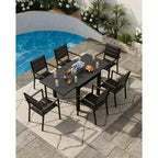 Lot de 4 chaises de patio empilables - Chaises de salle à manger empilables d'extérieur en aluminium avec tissu textilène respirant pour l'extérieur, le patio, la terrasse, le jardin