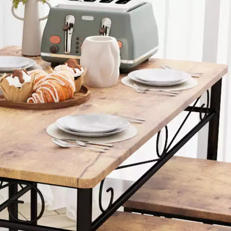 Ensemble table de salle à manger 4 personnes, table et chaises de salle à manger style industriel rétro, table et chaises de cuisine, ensemble de salle à manger 5 pièces, pour salle à manger, marron