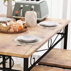 Ensemble table de salle à manger 4 personnes, table et chaises de salle à manger style industriel rétro, table et chaises de cuisine, ensemble de salle à manger 5 pièces, pour salle à manger, marron