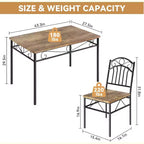 Ensemble table de salle à manger 4 personnes, table et chaises de salle à manger style industriel rétro, table et chaises de cuisine, ensemble de salle à manger 5 pièces, pour salle à manger, marron