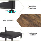 Ensemble table de bar et 2 chaises avec porte-bouteilles et porte-verres à vin, étagère de rangement ouverte, plateau de table semi-circulaire en bois, pour cuisine, salle à manger