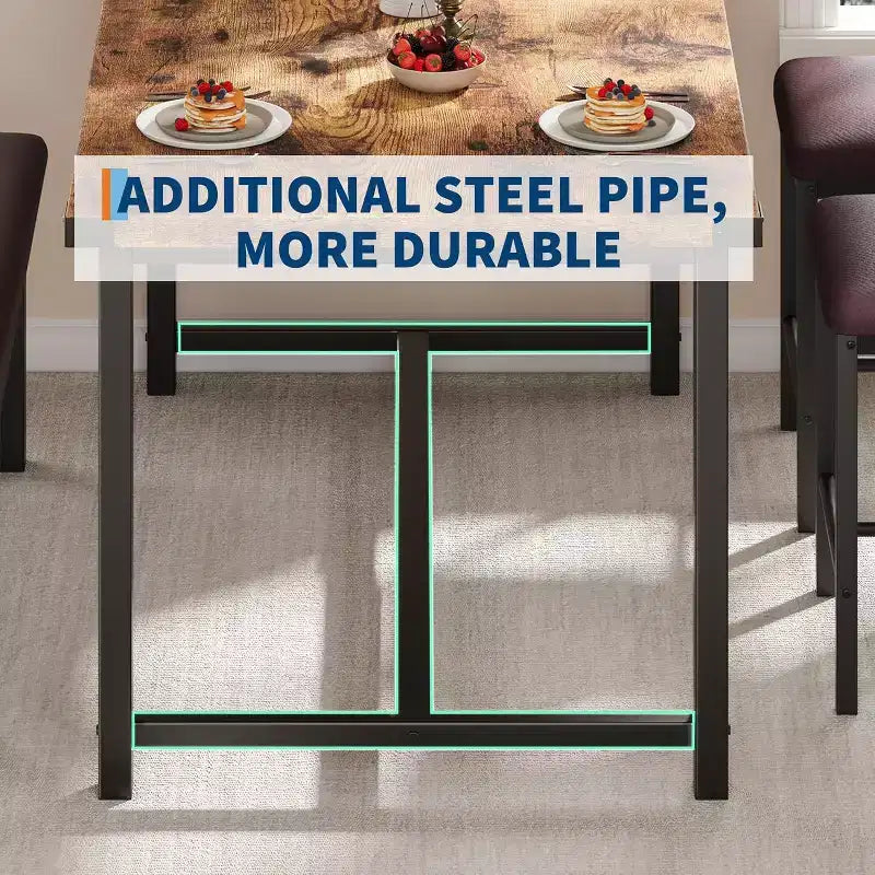 Ensemble de table à manger pour 4, table de cuisine et 2 chaises rembourrées et 1 banc, ensemble de salle à manger en bois