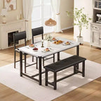 Ensemble de table à manger pour 4, table de cuisine et 2 chaises rembourrées et 1 banc, ensemble de salle à manger en bois