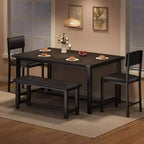 Ensemble de table à manger pour 4, table de cuisine et 2 chaises rembourrées et 1 banc, ensemble de salle à manger en bois