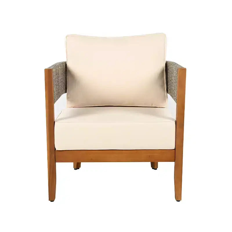 Christopher Knight Home Valentina Ensemble de 4 meubles de patio en bois d'acacia tressé de style rustique avec coussins