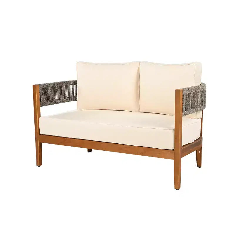 Christopher Knight Home Valentina Ensemble de 4 meubles de patio en bois d'acacia tressé de style rustique avec coussins