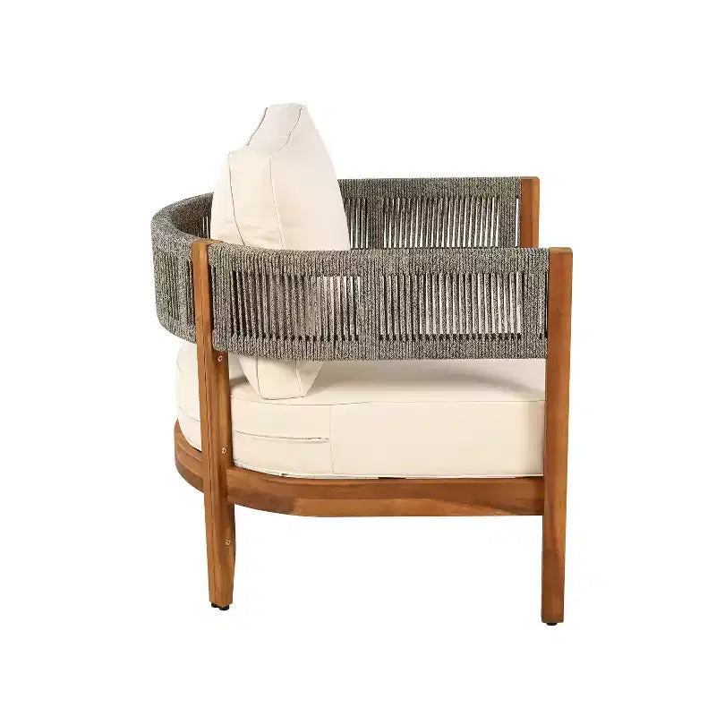 Christopher Knight Home Valentina Ensemble de 4 meubles de patio en bois d'acacia tressé de style rustique avec coussins