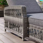 Merax Chaises Longues d'Extérieur en Osier 2 Pièces avec Dossiers Inclinables Réglables et Coussins Moelleux