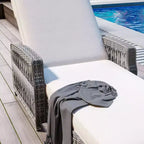 Merax Chaises Longues d'Extérieur en Osier 2 Pièces avec Dossiers Inclinables Réglables et Coussins Moelleux