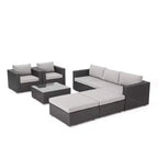 Christopher Knight Home Penny, ensemble de 8 meubles de conversation de jardin en rotin et fer, avec table basse en verre trempé