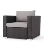Christopher Knight Home Penny, ensemble de 8 meubles de conversation de jardin en rotin et fer, avec table basse en verre trempé