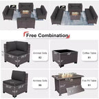 ALAULM Ensemble de 10 pièces de mobilier de patio, salons de conversation d'extérieur en rotin osier, ensemble de canapés de mobilier