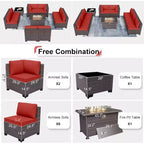ALAULM Ensemble de 10 pièces de mobilier de patio, salons de conversation d'extérieur en rotin osier, ensemble de canapés de mobilier