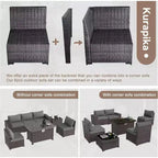 ALAULM Ensemble de mobilier de patio 7 pièces, salons de jardin en rotin tressé, ensemble de canapés avec table brasero à propane de 43 pouces
