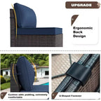 ALAULM Ensemble de mobilier de patio 7 pièces, salons de jardin en rotin tressé, ensemble de canapés avec table brasero à propane de 43 pouces