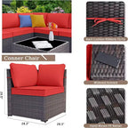 ALAULM Ensemble de mobilier de patio 7 pièces, salons de jardin en rotin tressé, ensemble de canapés avec table brasero à propane de 43 pouces