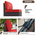 ALAULM Ensemble de mobilier de patio 7 pièces, salons de jardin en rotin tressé, ensemble de canapés avec table brasero à propane de 43 pouces