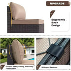 ALAULM Ensemble de mobilier de patio 7 pièces, salons de jardin en rotin tressé, ensemble de canapés avec table brasero à propane de 43 pouces