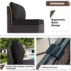 ALAULM Ensemble de mobilier de patio 7 pièces, salons de jardin en rotin tressé, ensemble de canapés avec table brasero à propane de 43 pouces