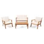 GDFStudio Avacyn Salon de conversation d'extérieur 4 places en bois d'acacia avec coussins résistants à l'eau