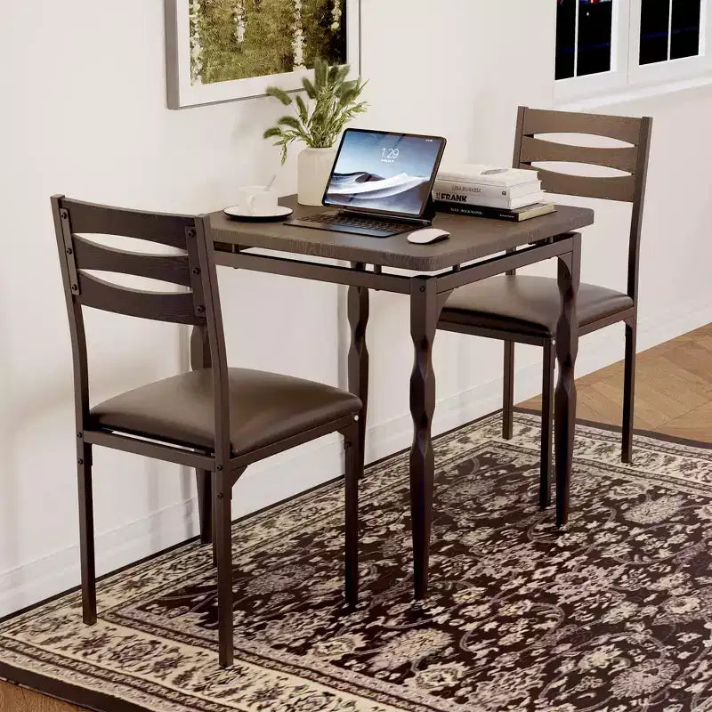 Ensemble de salle à manger 3 pièces, table et 2 chaises avec pieds en spirale, ensemble de salle à manger pour 2 personnes, convient aux petits espaces, cuisine, appartement