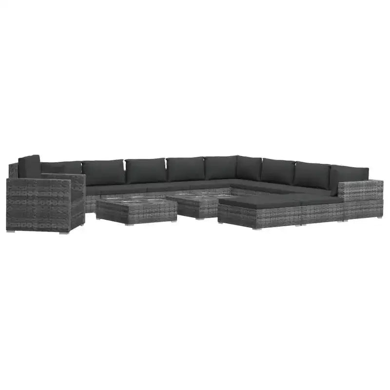 vidaXL Garden Lounge Set Grey PE Rattan 13 Piece Set Modular