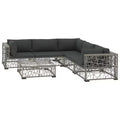 vidaXL Patio Lounge Set Set of 6 Grey PE Rattan Adjustable Armrests