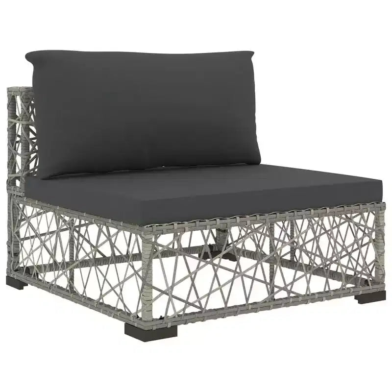 vidaXL Salon de jardin 6 places en résine tressée gris avec accoudoirs réglables