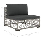 vidaXL Salon de jardin 6 places en résine tressée gris avec accoudoirs réglables