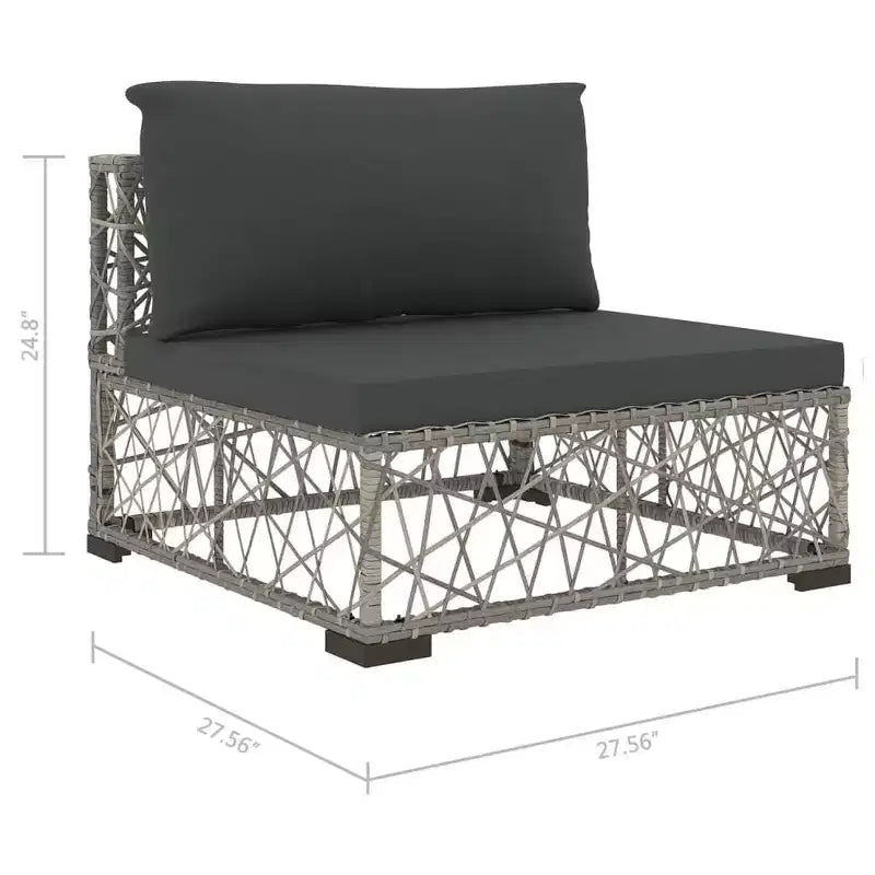 vidaXL Salon de jardin 6 places en résine tressée gris avec accoudoirs réglables