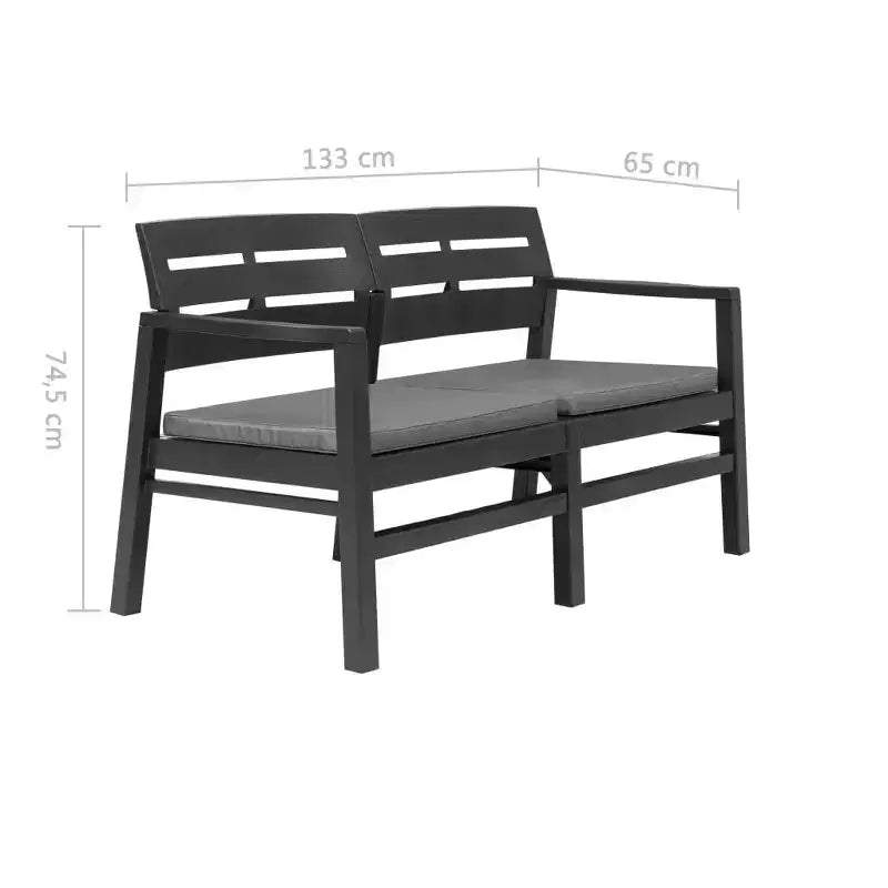 vidaXL Salon de jardin 4 pcs anthracite plastique moyen léger