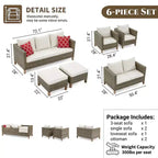 Ensemble de patio 6 pièces avec coussins et table brasero