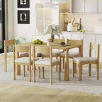 Ensemble de salle à manger rétro 7 pièces Whisen avec chaises rembourrées