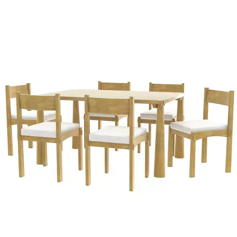Ensemble de salle à manger rétro 7 pièces Whisen avec chaises rembourrées