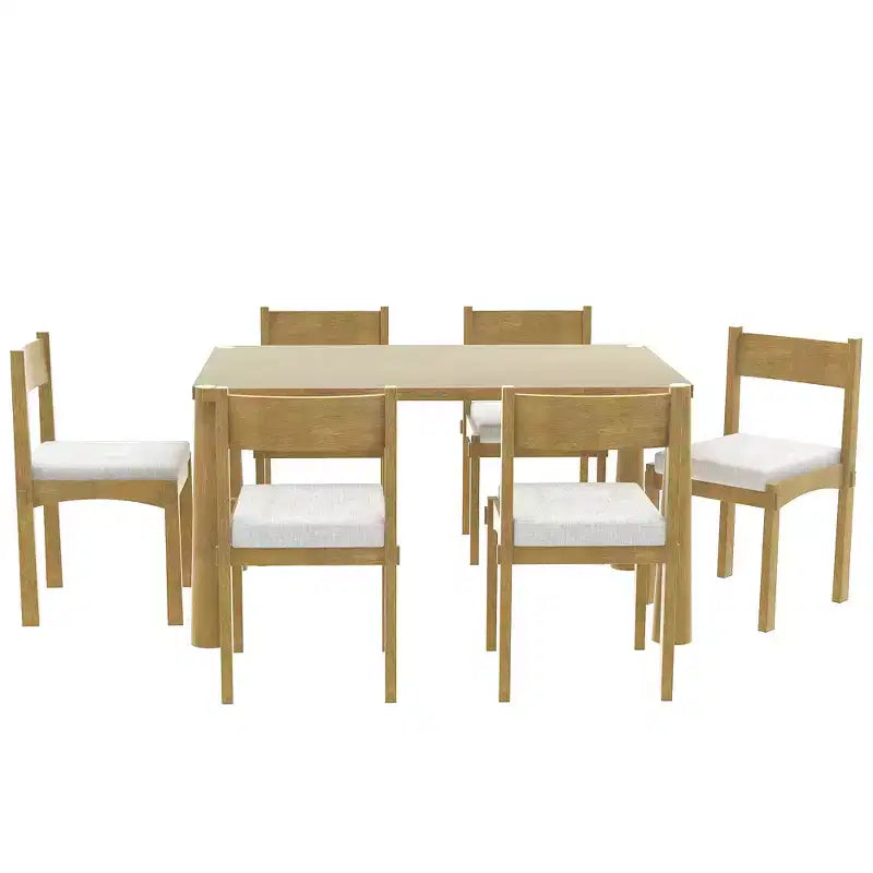 Ensemble de salle à manger rétro 7 pièces Whisen avec chaises rembourrées