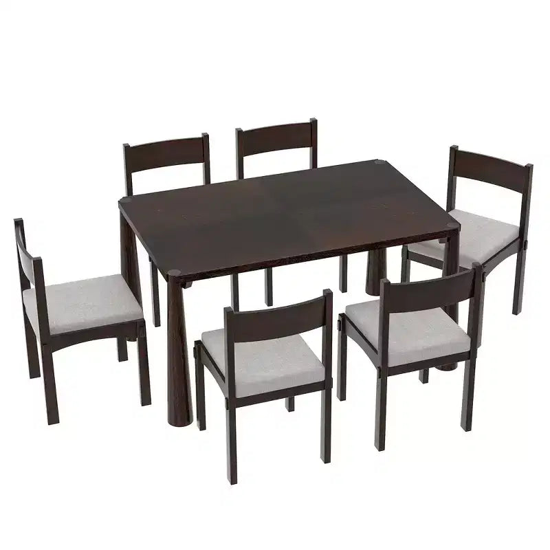 Ensemble de salle à manger rétro 7 pièces Whisen avec chaises rembourrées