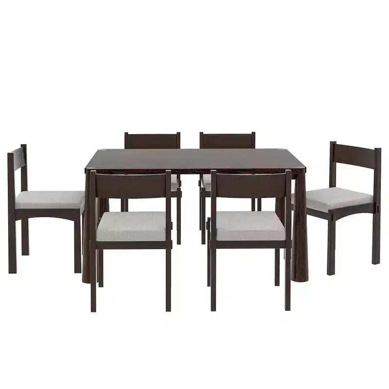 Ensemble de salle à manger rétro 7 pièces Whisen avec chaises rembourrées